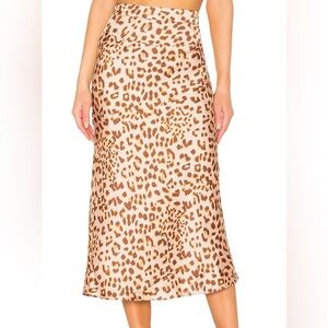 Free People Normani Bias Midi Skirt Leopard Print Size 0